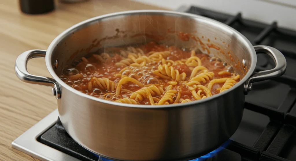 Bowl of Rotel pasta recipe topped with fresh parsley and melted cheese