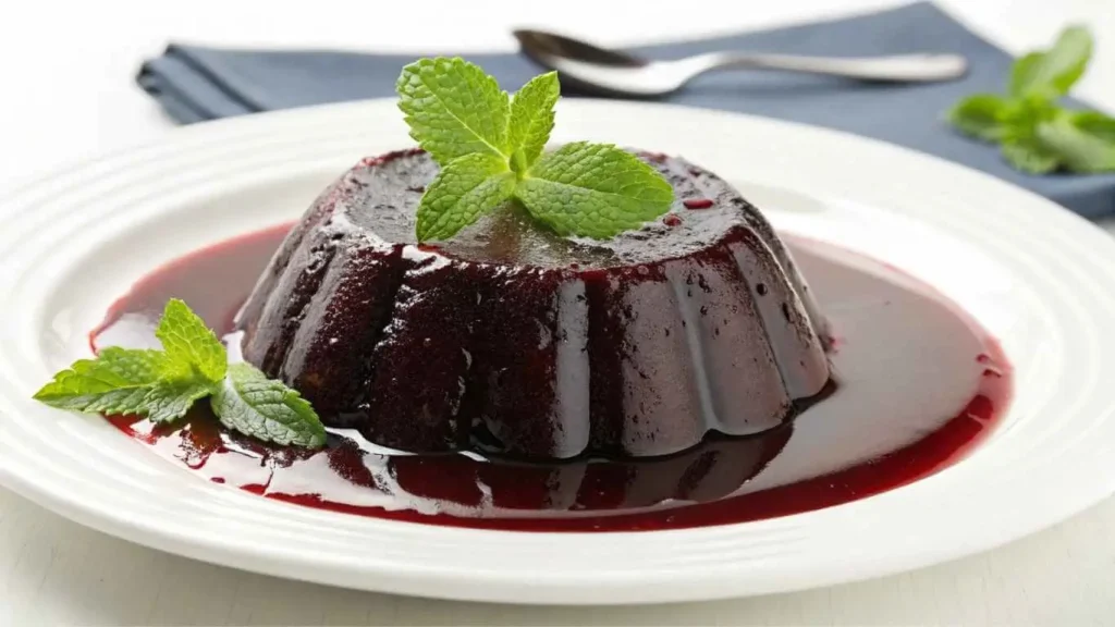 Pan-fried blood pudding with crispy edges on a wooden plate